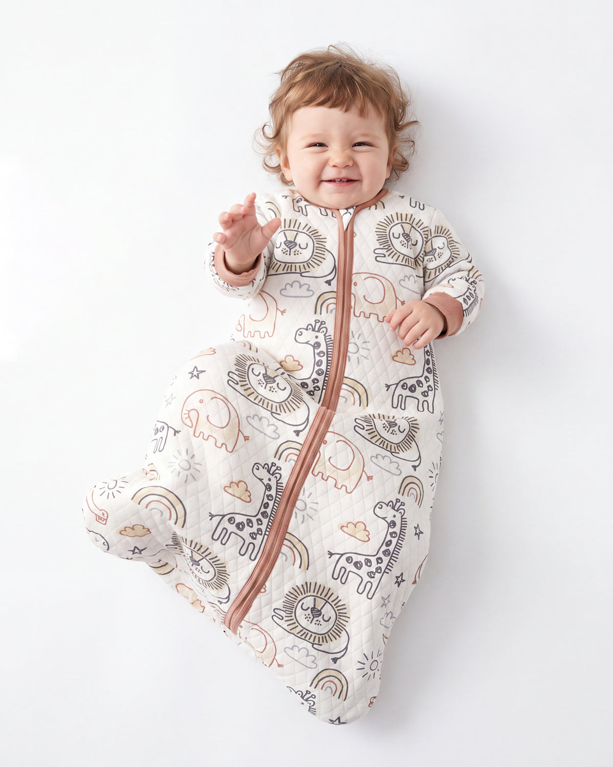 Air-Layer Baby Sleep Sack, 1.0 TOG, Long Sleeve, 1 Pack-Brown Giraffe