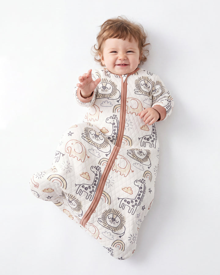 Air-Layer Baby Sleep Sack, 1.0 TOG, Long Sleeve, 1 Pack-Brown Giraffe