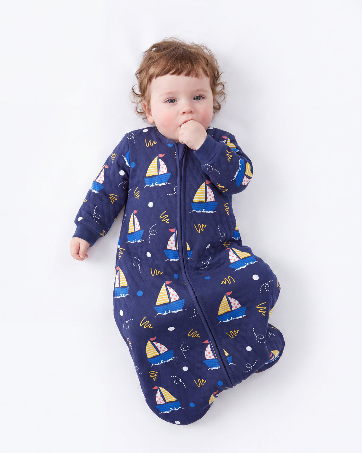 Air-Layer Baby Sleep Sack, 1.0 TOG, Long Sleeve, 1 Pack-Dark Blue Sailor