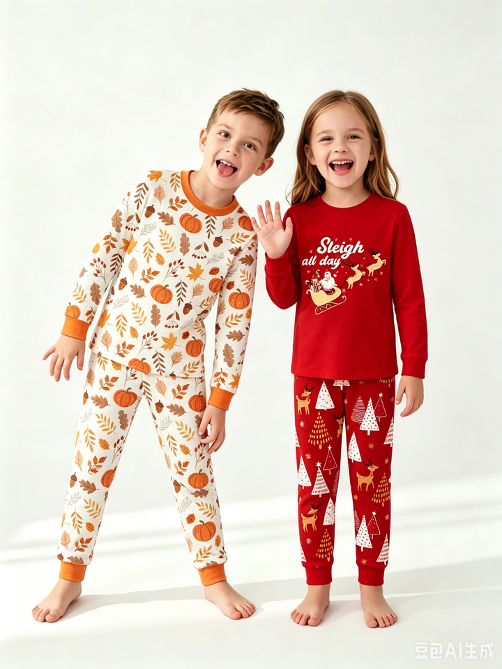 Toddler Pajamas 100% Organic Cotton 4 Piece Long Sleeve Fall Pajama Set