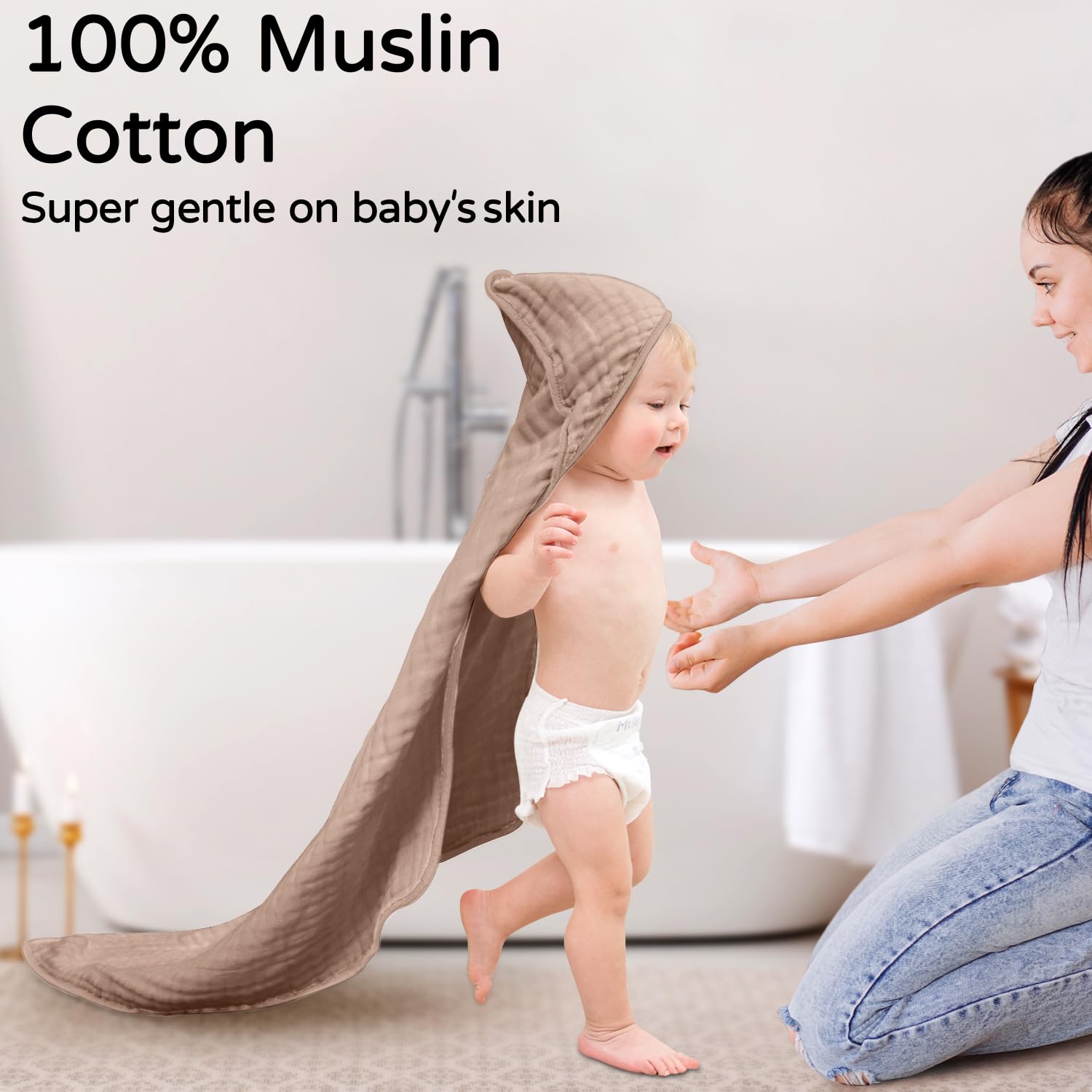 Large Hooded Baby Towels Coffee