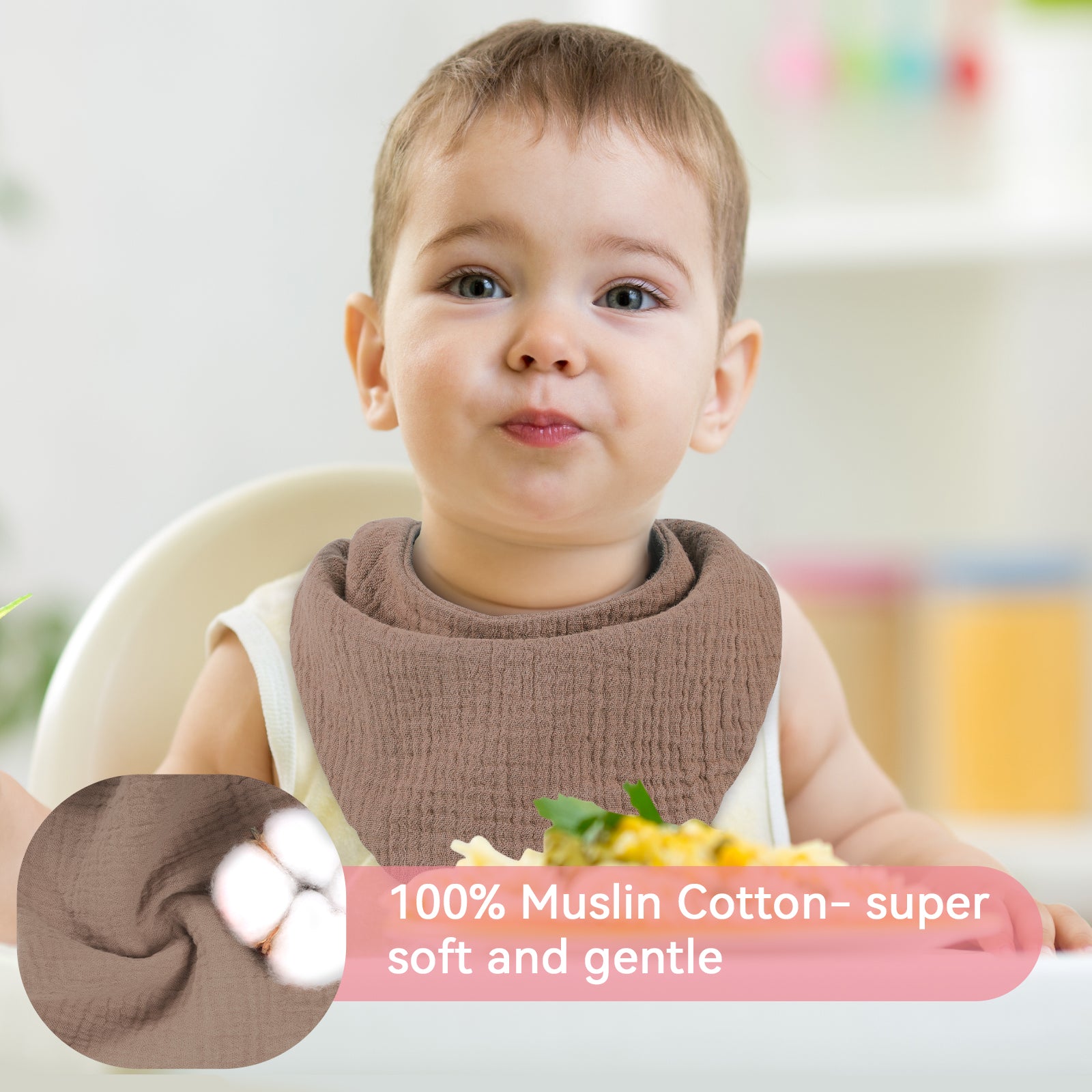 Yoofoss Muslin Baby Bibs for Boy Girl 100% Cotton Bandana Bibs 10 Pack for Unisex Newborn Toddler, Soft Absorbent Bib for Drooling Teething Pink