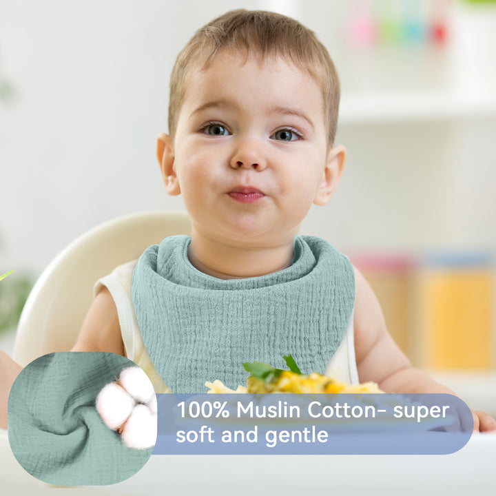 Yoofoss Muslin Baby Bibs 10 Pack 100% Cotton Bandana Bibs for Unisex Baby Boys Girls Bibs for Drooling, Teething