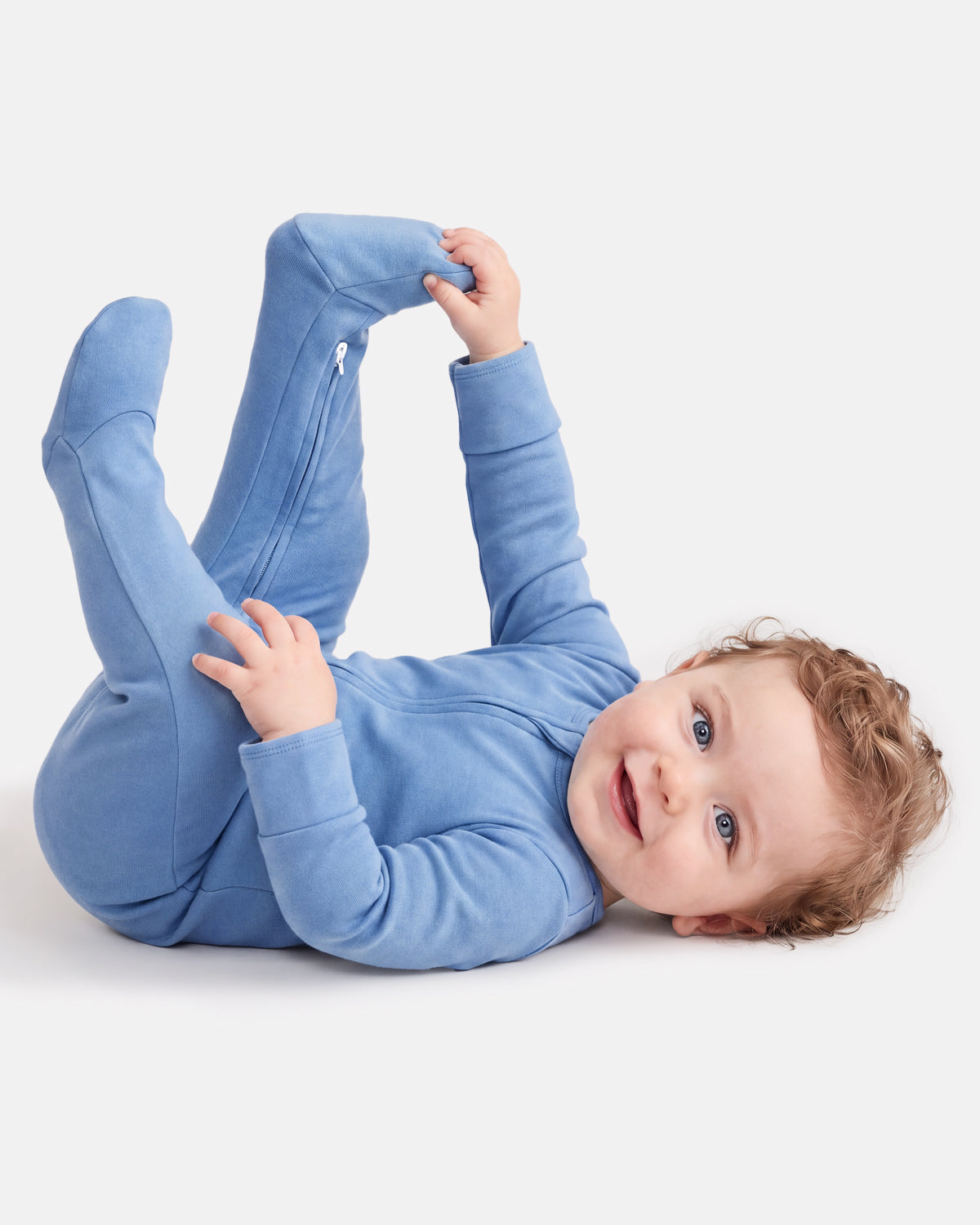 Bamboo Footed Baby Pajamas, Long Sleeve, 3 Pack-Blue&Grey&Navy