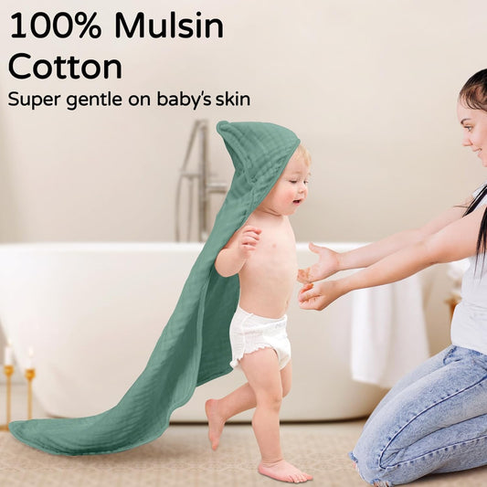 Large Hooded Baby Towels, Gradient Green