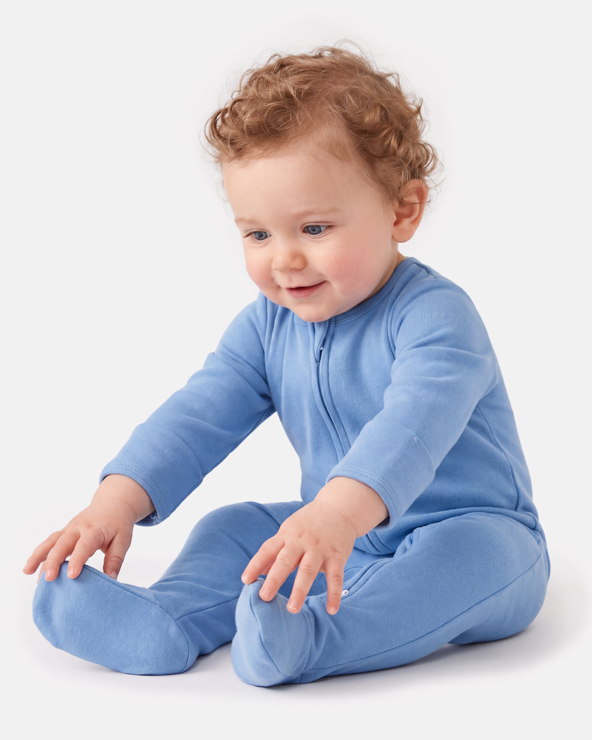 Bamboo Footed Baby Pajamas, Long Sleeve, 3 Pack-Blue&Grey&Navy