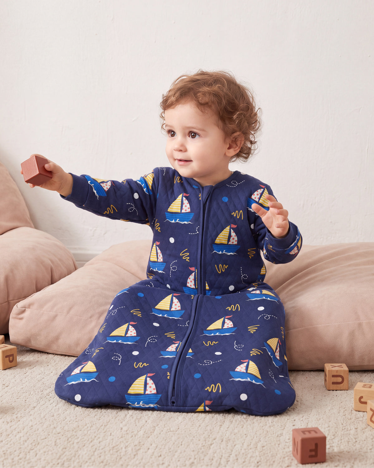 Air-Layer Baby Sleep Sack, 1.0 TOG, Long Sleeve, 1 Pack-Dark Blue Sailor
