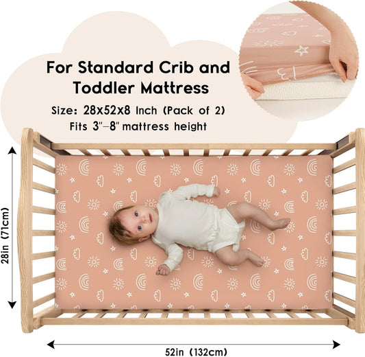 Crib Sheets Rainbow & Animal, 2 Pack