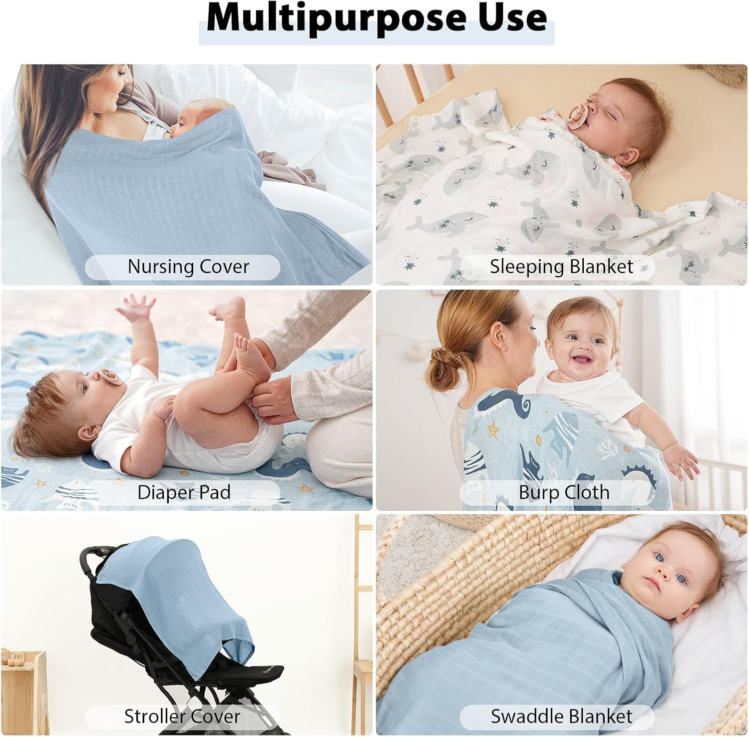 Muslin Cloths for Baby Muslin Squares 6 Pack Large 70 x 70cm