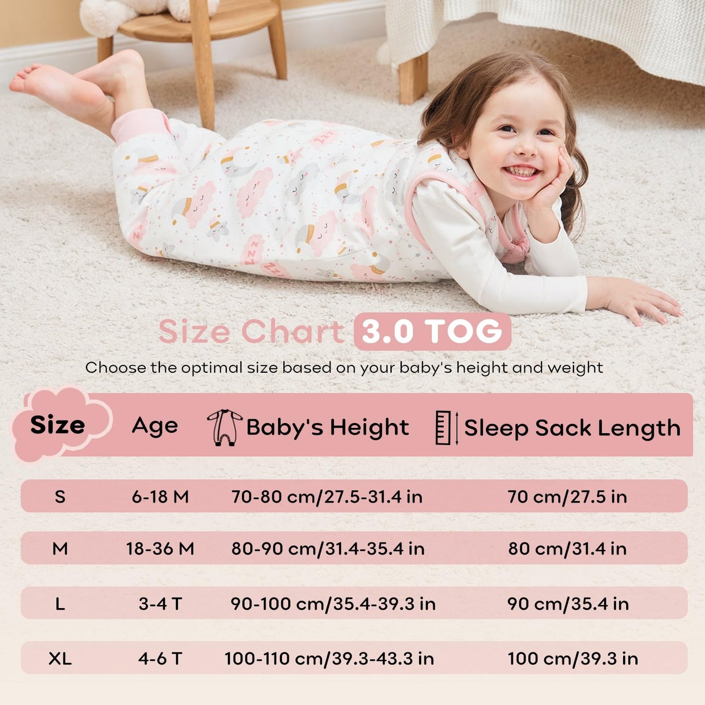 Sleep Sack with Feet in Tog 3.0