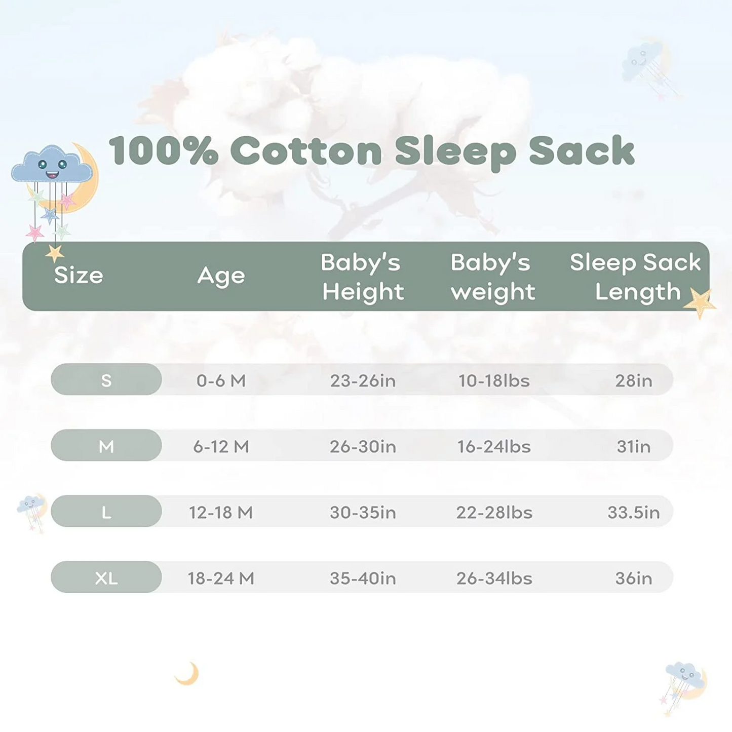 Sleep Sack Green Navy Gray, 3 Pack, 6-12 Months
