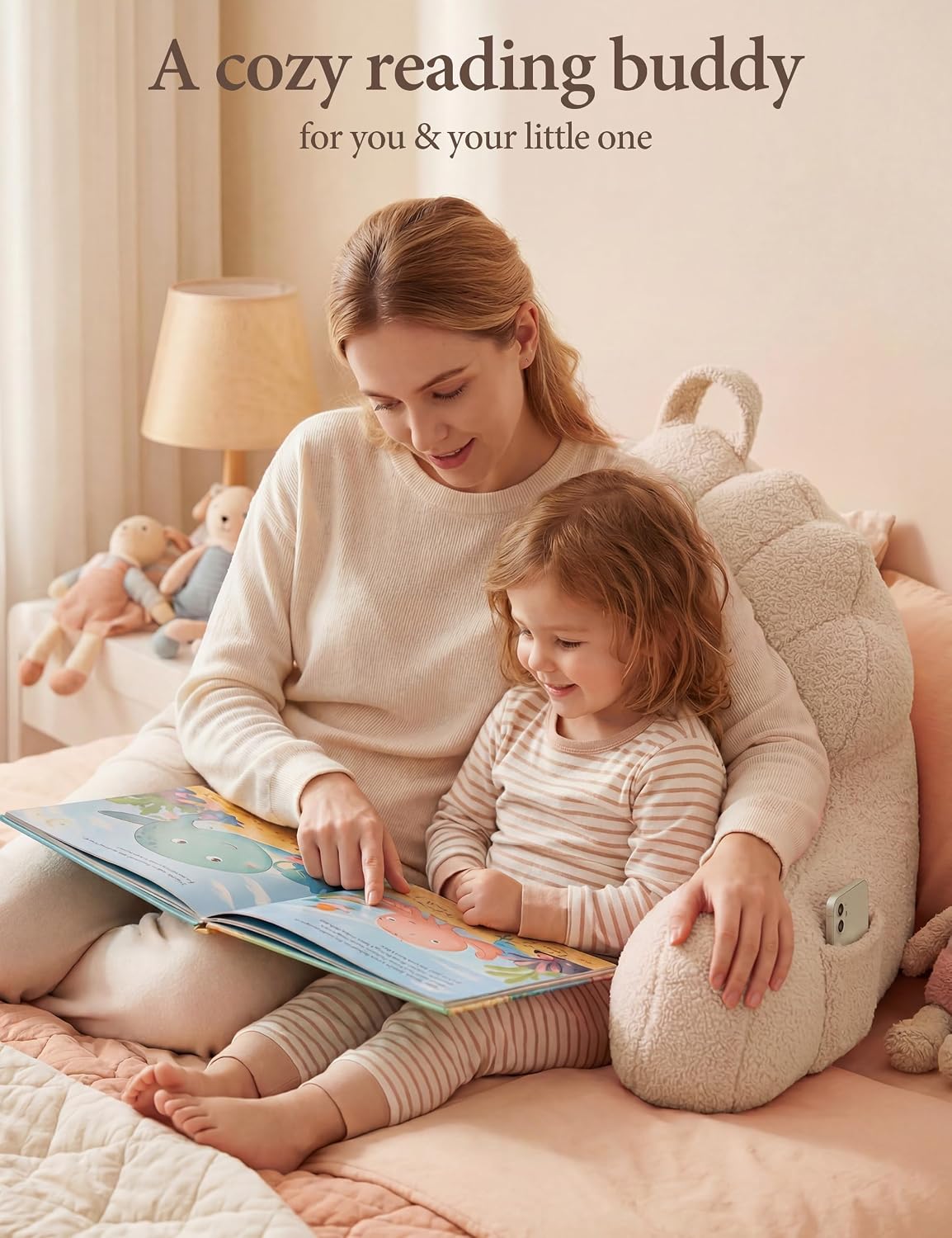 Yoofoss Reading Pillow for Bed Sitting up. Backrest Pillows with Plush Fill for Adult & Children. Back Support Pillow for Bed and Couch Sit up. Pillows for Reading with Arms. Pockets. Washable Cover