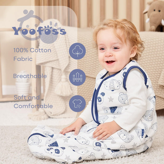 Yoofoss Baby Sleep Sack, Winter TOG 2.5 with 2-Way Zipper, 100% Cotton Fabric Winter Newborn Sleeping Sack