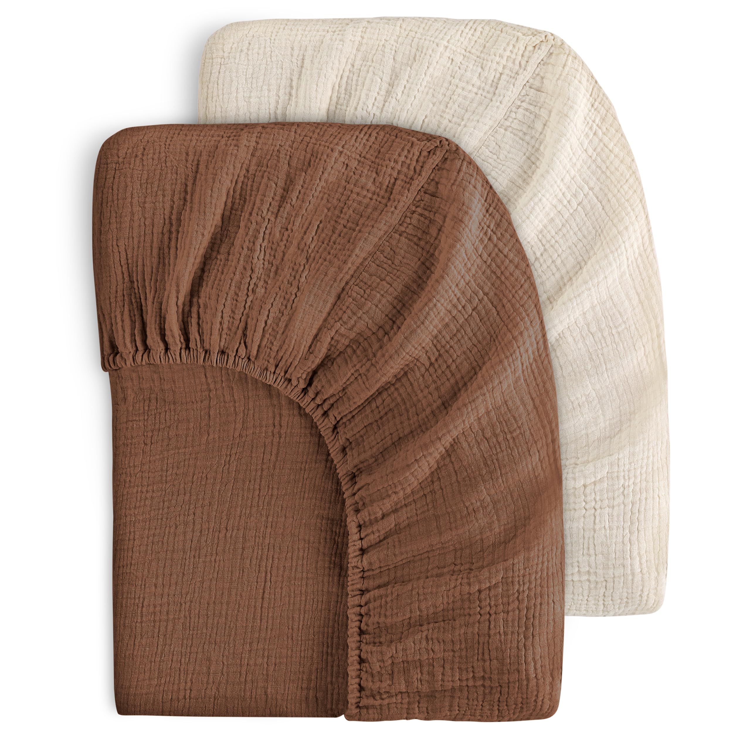 Muslin Fitted Crib Sheets Green & Leaf, 2 Pack