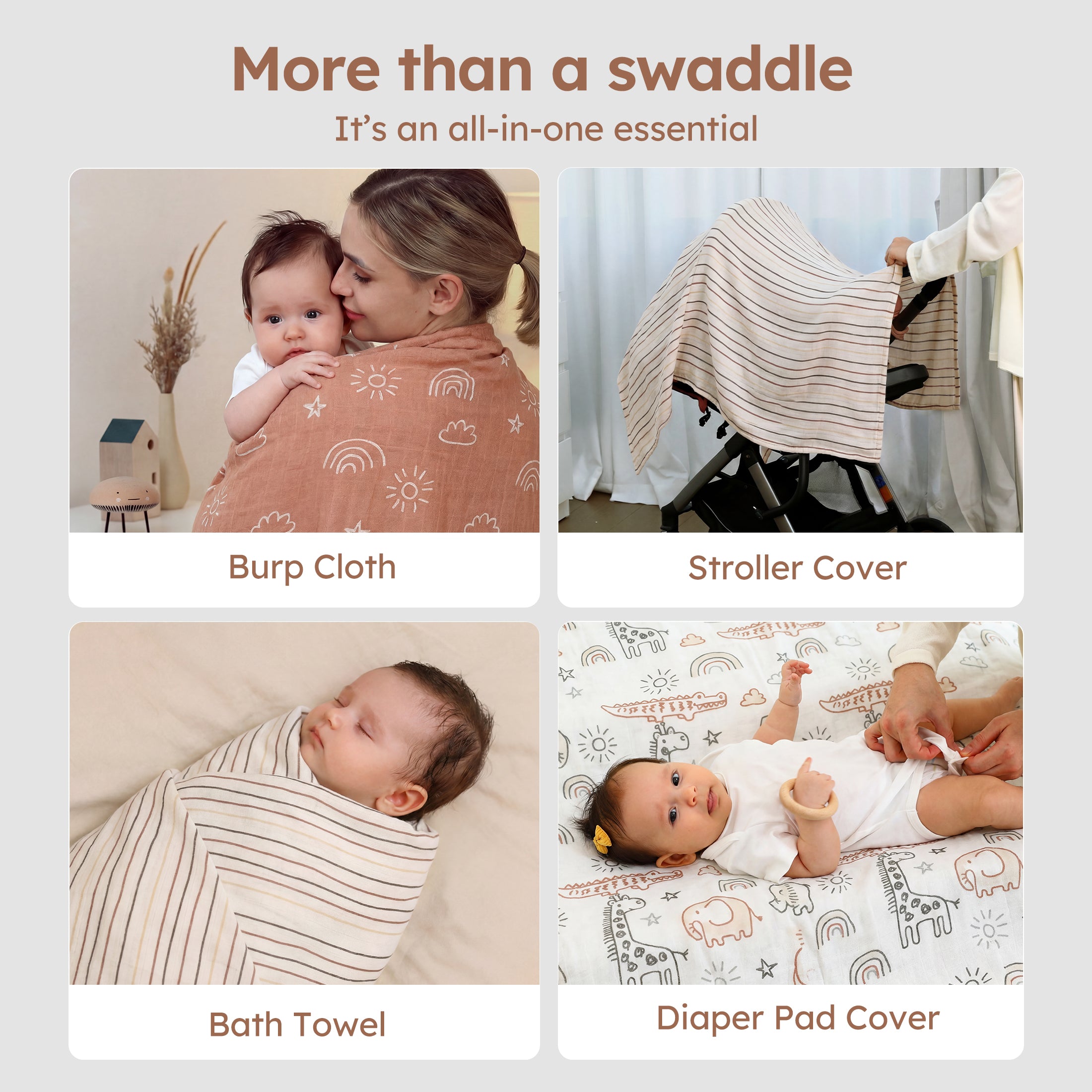 YOOFOSS Muslin Swaddle Blankets, Organic Baby Blankets, 47x47 Inches Receiving Blanket for Baby Boys, Girls and Neutral, Baby Essentials for Newborns Soft Breathable (Copy) (Copy) (Copy)
