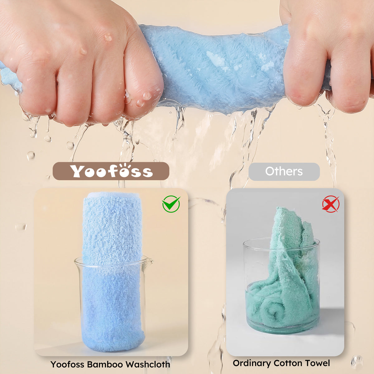 YOOFOSS Luxury Baby Washcloths Towel Set 12 Pack Face towels for Bathroom-Hotel-Spa-Kitchen Multi-Purpose Fingertip Towels & Hand Towels