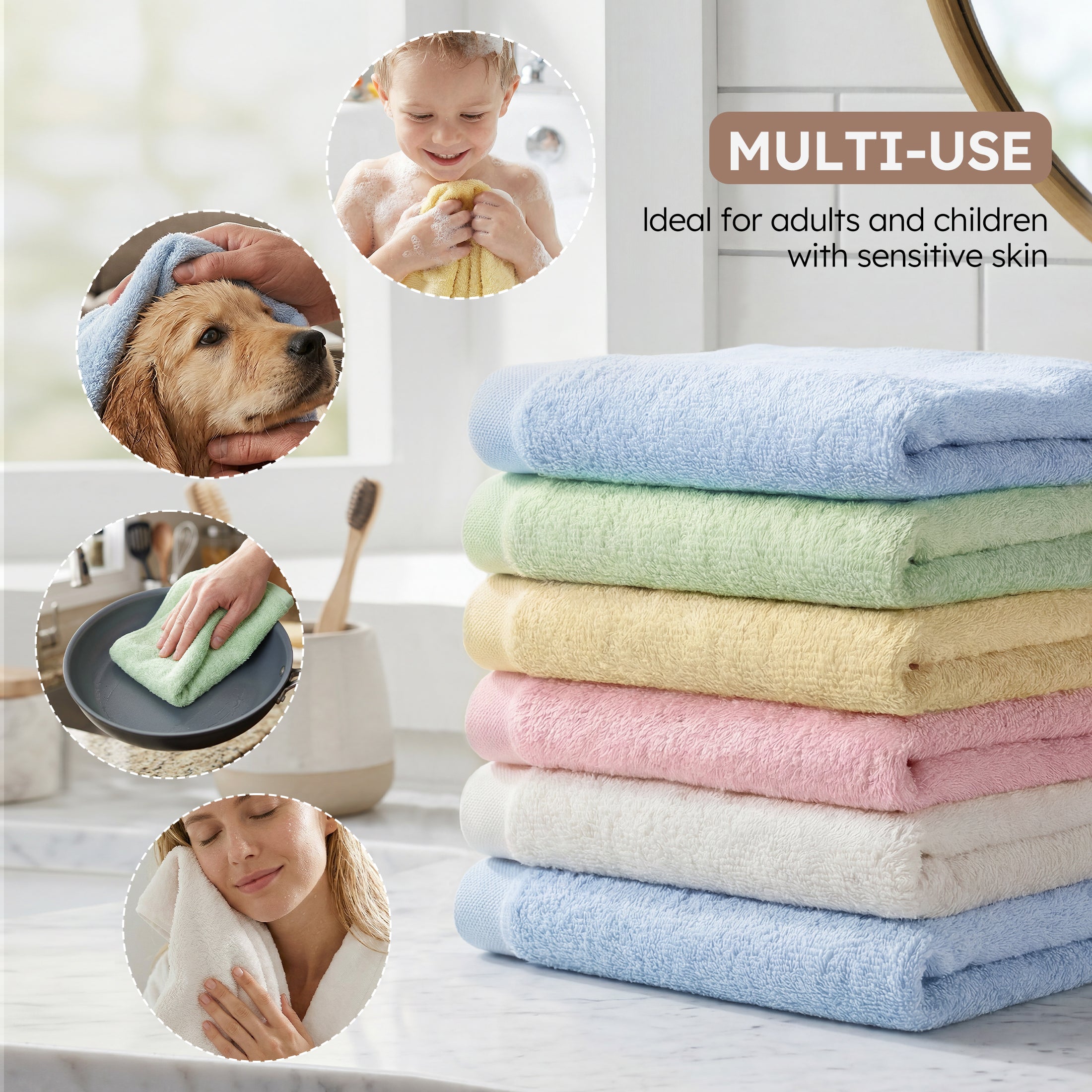 YOOFOSS Luxury Baby Washcloths Towel Set 12 Pack Face towels for Bathroom-Hotel-Spa-Kitchen Multi-Purpose Fingertip Towels & Hand Towels