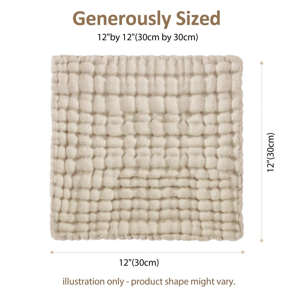YOOFOSS Muslin Burp Cloths 100% Organic Cotton Baby Face towels 12 Pack Baby Washcloths for Showering 12"x12" Soft and Absorbent Baby Towels (Copy)