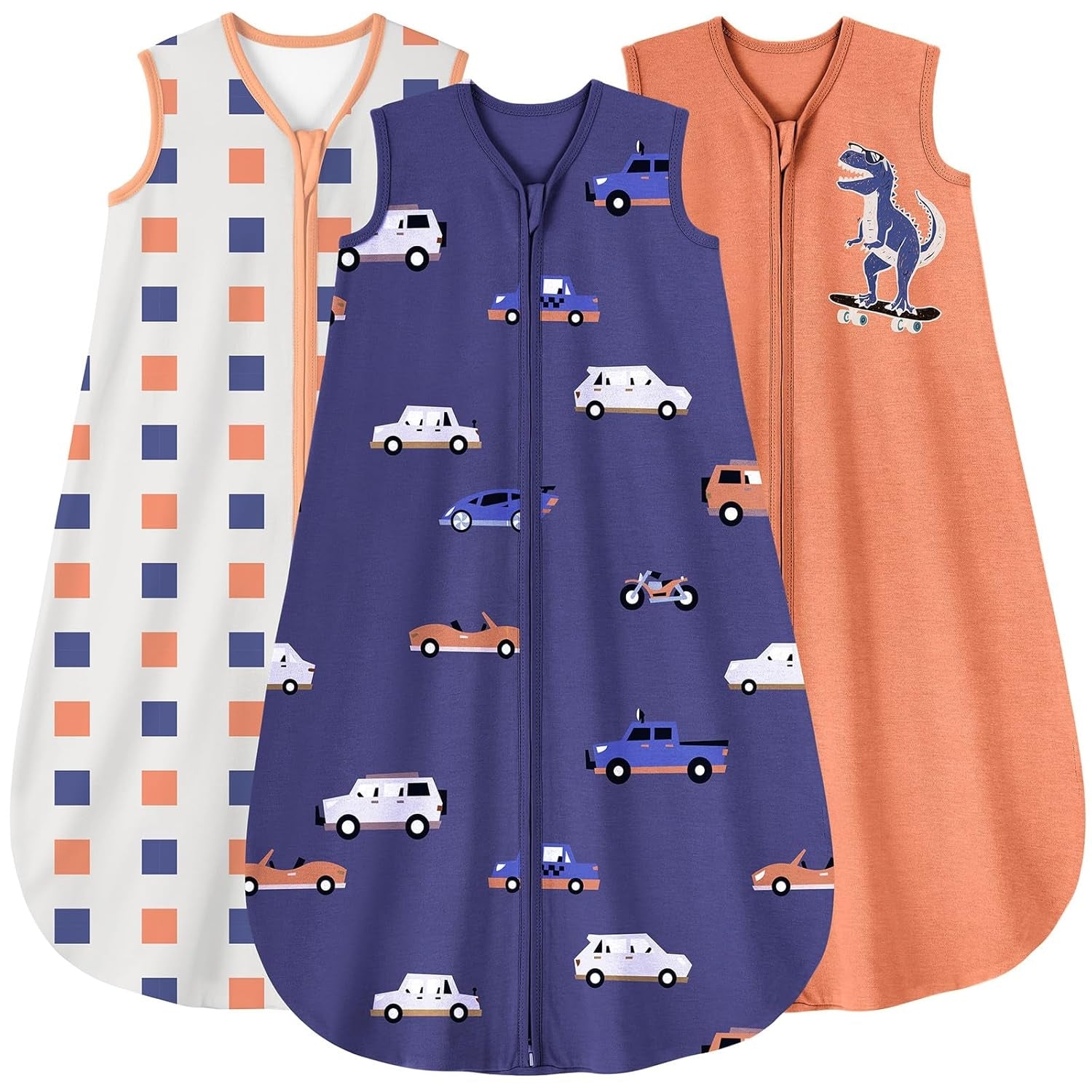 Sleep Sack 100% Cotton In Tog 0.5,3 Pack-Camouflage&car&dinosaur