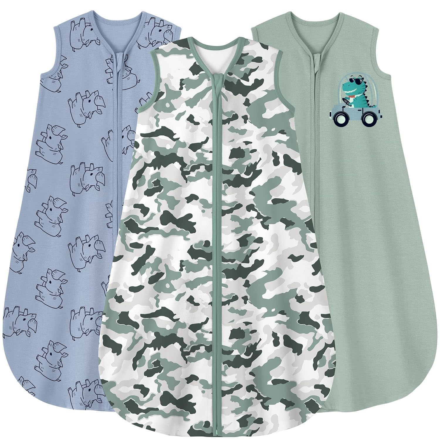 Cotton Baby Sleep Sacks, 0.5 TOG, Sleeveless, 3-Pack