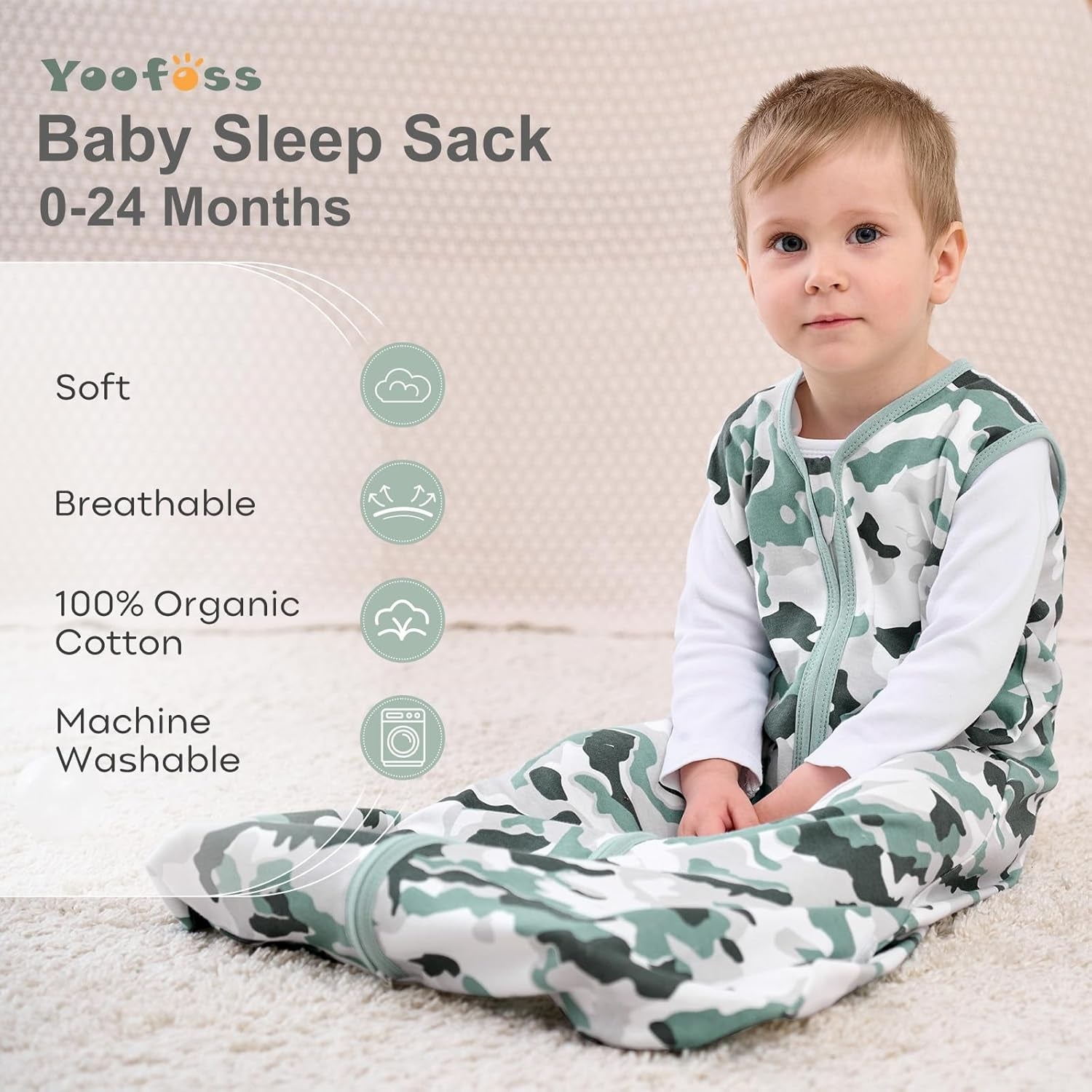 Cotton Baby Sleep Sacks, 0.5 TOG, Sleeveless, 3-Pack
