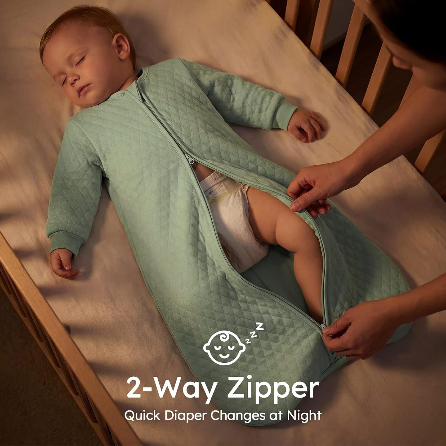 Yoofoss Organic Cotton Long Sleeve Baby Sleep Sack, 1.0 TOG