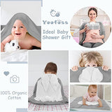 Yoofoss Baby Blankets - 100% Cotton Knit Receiving Blanket 30" x 40", 3D Bunny Blanket for Easter Gift, Breathable Cozy Unisex Swaddle Blanket for Newborns, Infants, Toddler, Boys and Girls, Grey