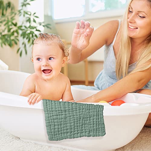 Baby Washcloths Dark Green, 10 Pack