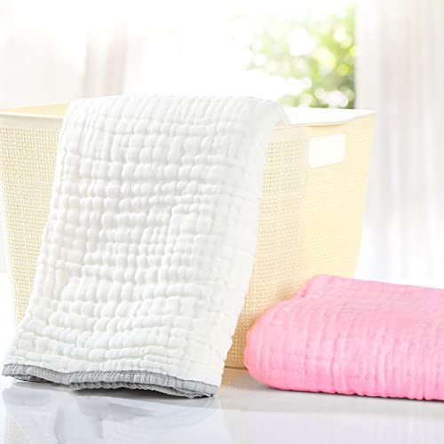Large Hooded Baby Towels, Pink & White