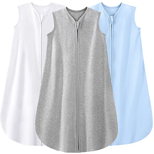 Yoofoss Baby Sleep Sack 100% Cotton 0.5 TOG, 2-Way Zipper Blankets (3 Pack)