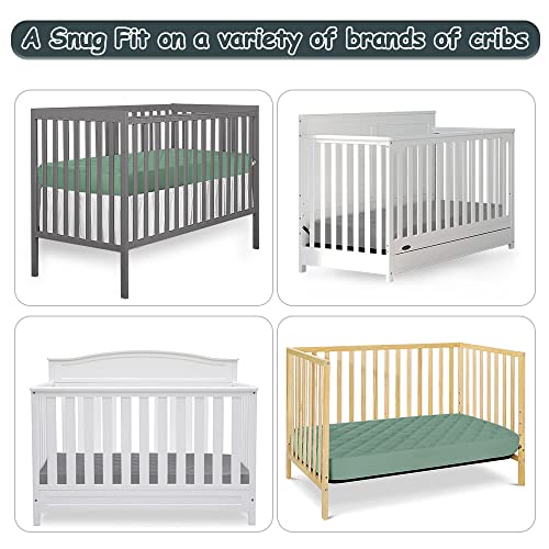 Waterproof Fitted Crib Mattress Pad, Gray & Green , 2 Pack