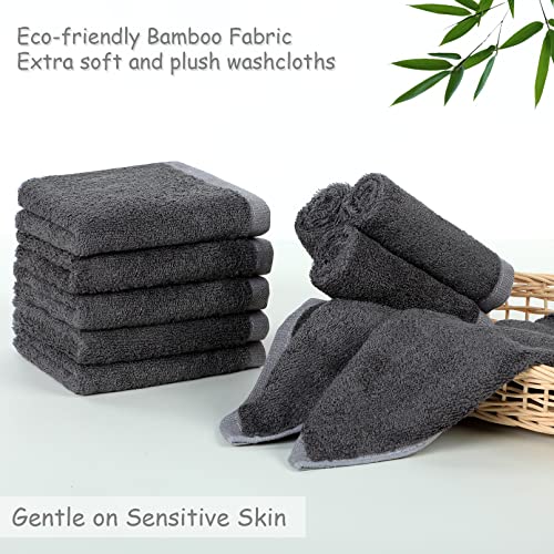 Bamboo Washcloths Towel Dark Gray, 10 Pack
