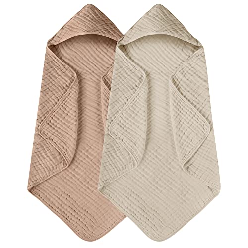 Large Hooded Baby Towels, Beige & Coffee