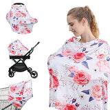 Yoofoss Nursing Cover Breastfeeding Scarf - Baby Car Seat Covers, Infant Stroller Cover, Strechy Carseat Canopy for Boys and Girls (Flower)