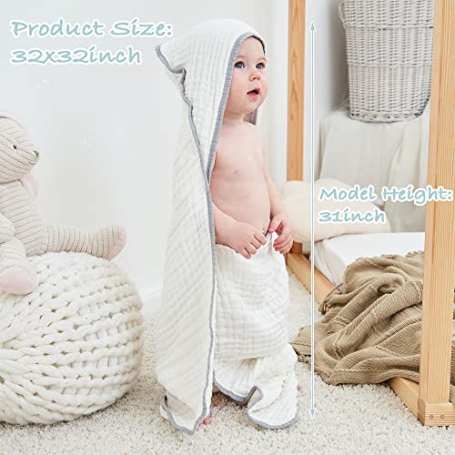 Large Hooded Baby Towels, Pink & White