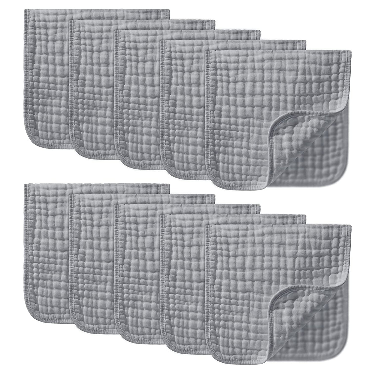 YOOFOSS Muslin Burp Cloths 10 Pack Baby Washcloths Large 20''X10'' 100% Cotton 6 Layers Super Soft and Absorbent
