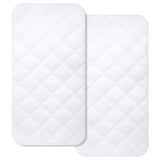 Yoofoss Waterproof Bassinet Mattress Pad Cover 2 Pack Fit for Hourglass/Oval Bassinet Mattress, Baby Bassinet Mattress Protector for Boys and Girls 32X16in White