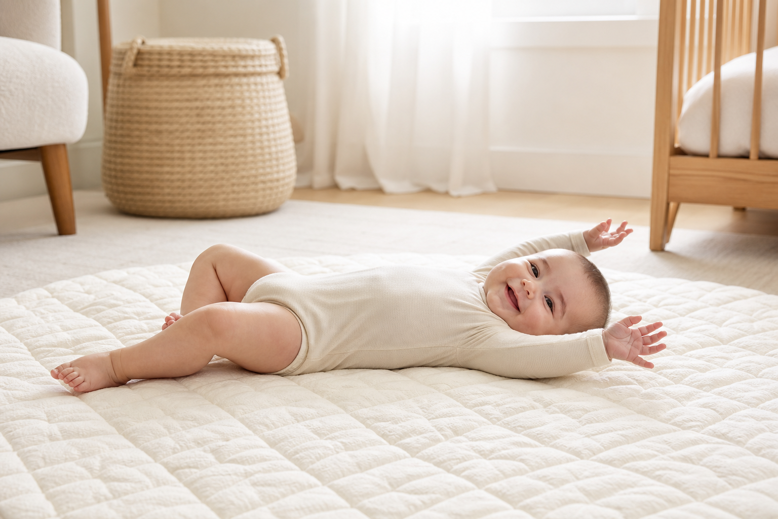 Baby showing signs of rolling over and ready to stop swaddling