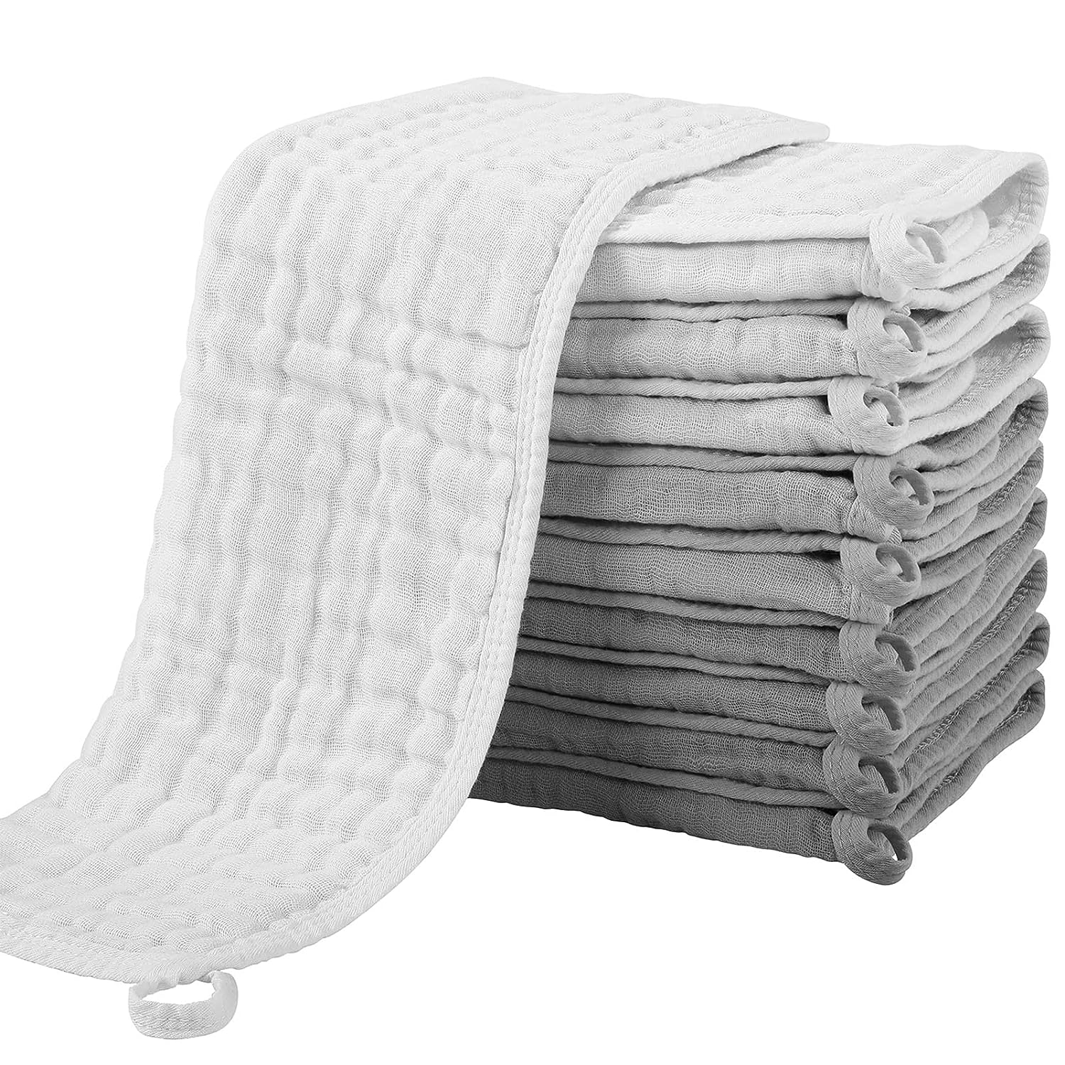 Yoofoss Muslin Burp Cloths for Baby 10 Pack 100% Cotton Baby Large 20''X10'' Gradient Grey