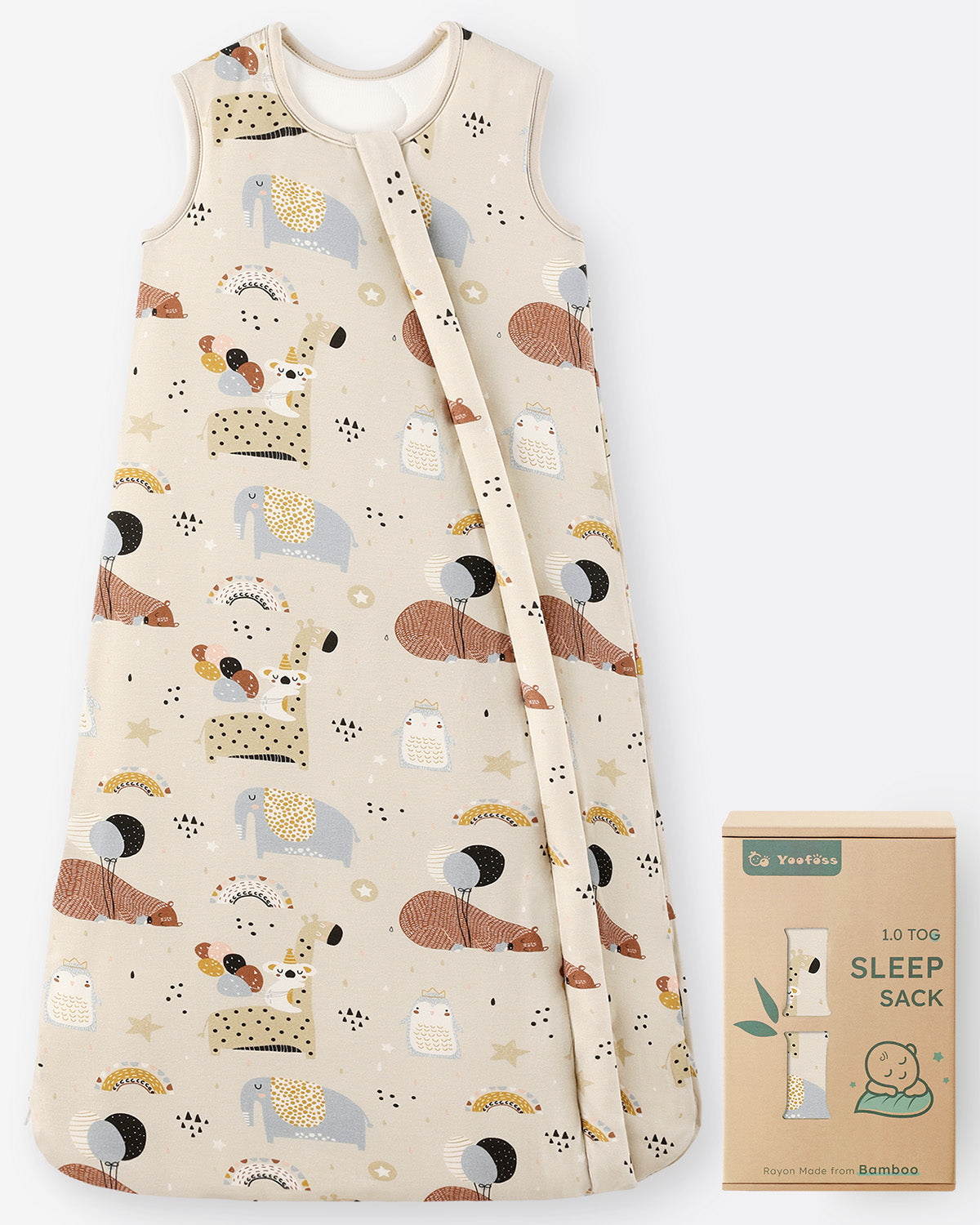 Bamboo Sleep Sack, 1.0 TOG-Animals & Balloons