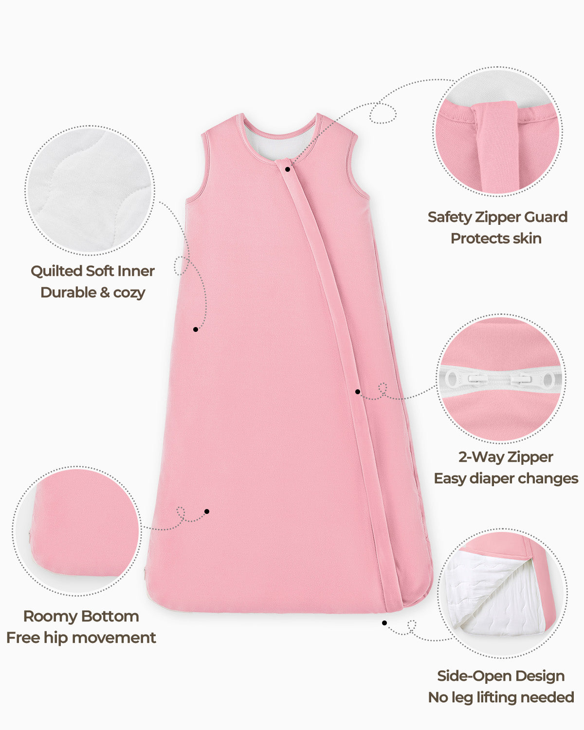 Bamboo Sleep Sack, 1.0 TOG-Pink