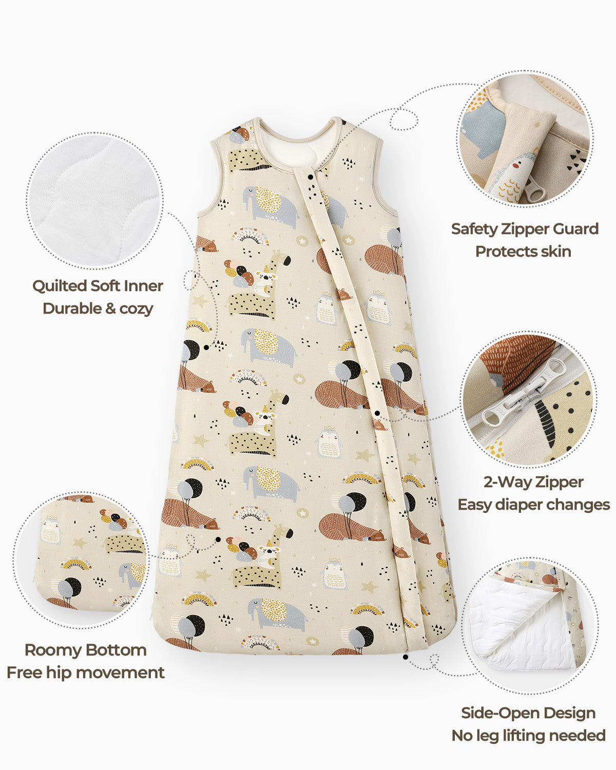 Bamboo Sleep Sack, 1.0 TOG-Animals & Balloons
