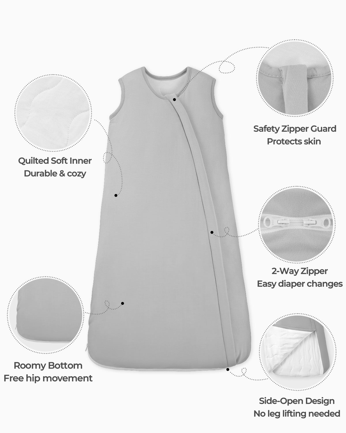 Bamboo Sleep Sack, 1.0 TOG-Grey