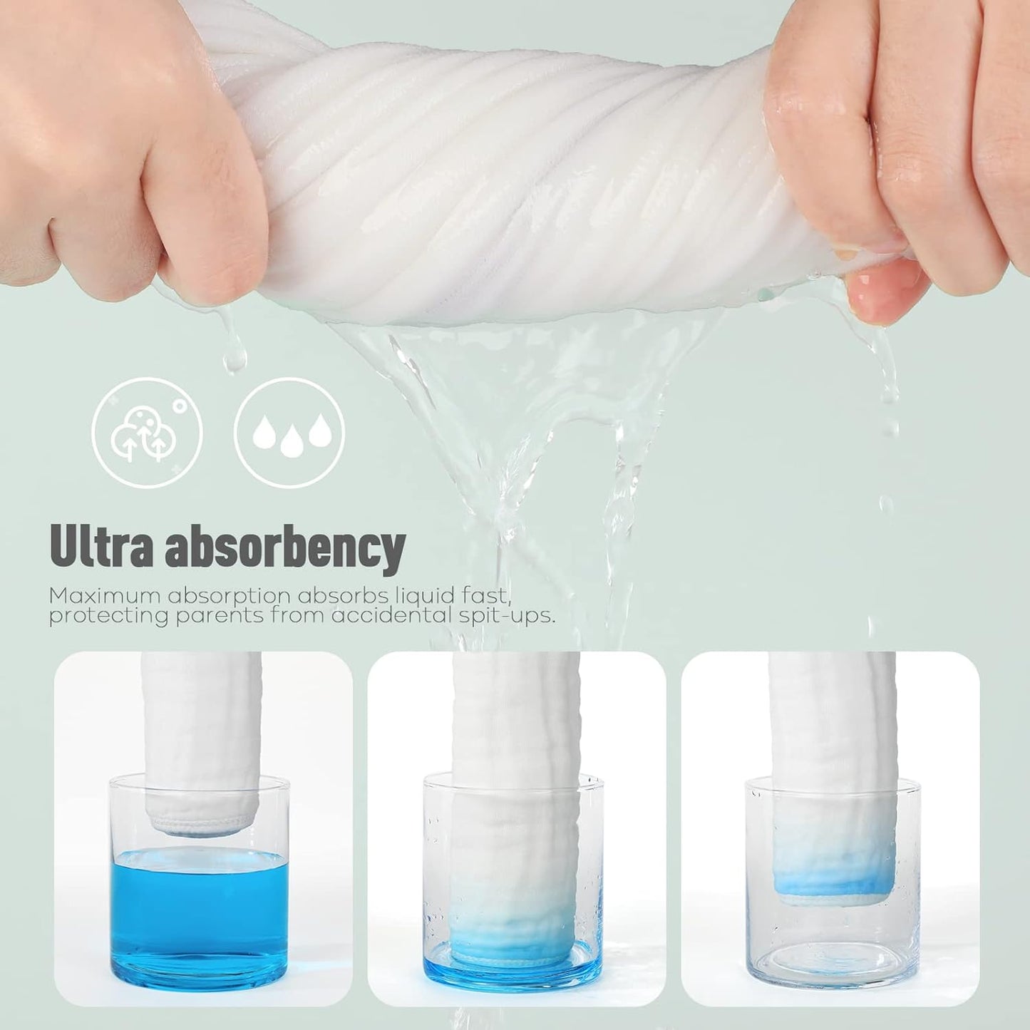Yoofoss Muslin Burp Cloths for Baby 10 Pack 100% Cotton Baby Large 20''X10'' Gradient Grey