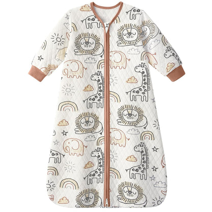 Yoofoss Organic Cotton Long Sleeve Baby Sleep Sack 1.0 Tog Sleep Bag 2-Way Zipper