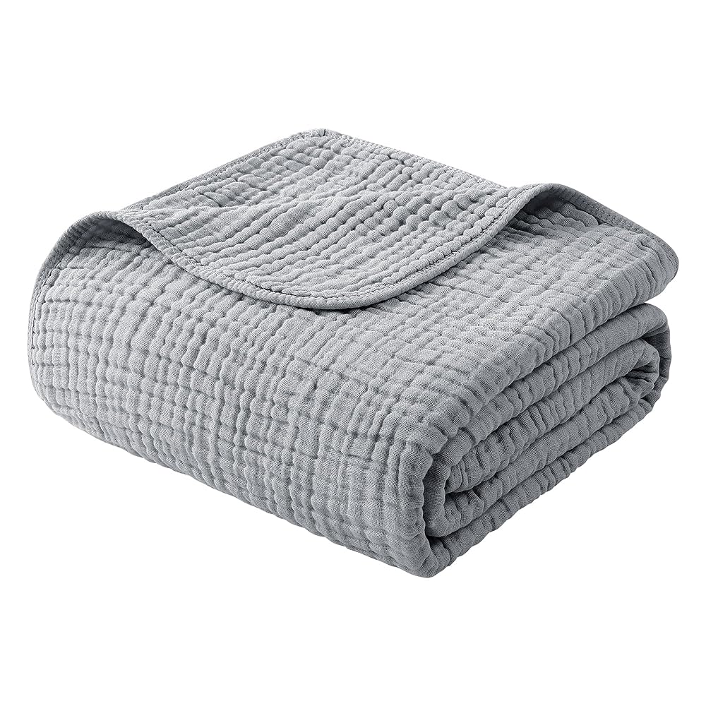 Yoofoss Muslin Blanket 100% Cotton Throw Summer Blanket Large 50" x 60" for Bed Couch 6-Layer Gauze Blanket for Adults Lightweight and Breathable (Copy)