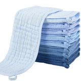 Yoofoss Muslin Burp Cloths for Baby 10 Pack 100% Cotton Large 20''X10'' Super Soft and Absorbent Blue