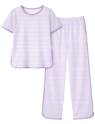#Color_ Short Sleevespurple Stripes