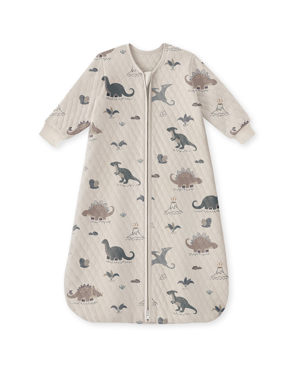 Air-Layer Baby Sleep Sack, 1.0 TOG, Long Sleeve, 1 Pack-Khaki Dinosaur