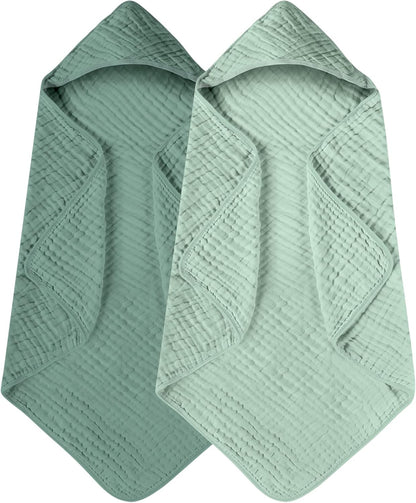 Large Hooded Baby Towels, Gradient Green